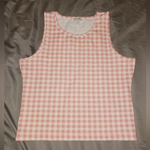 NWT! J CREW PINK CHECKERED TANK Sz Medium